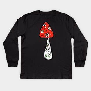 Flower Vine Red Mushroom Kids Long Sleeve T-Shirt